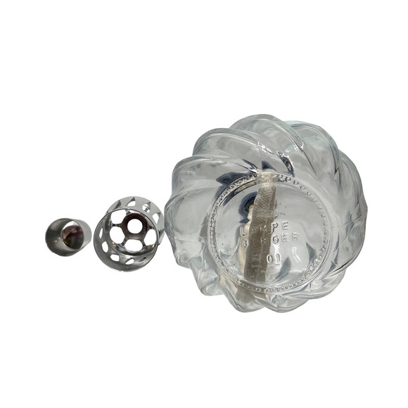 LAMPE BERGER Swirl Ribbed Clear Glass Oil Burner Lamp w/Wick Cap & Crown France - Picture 9 of 11